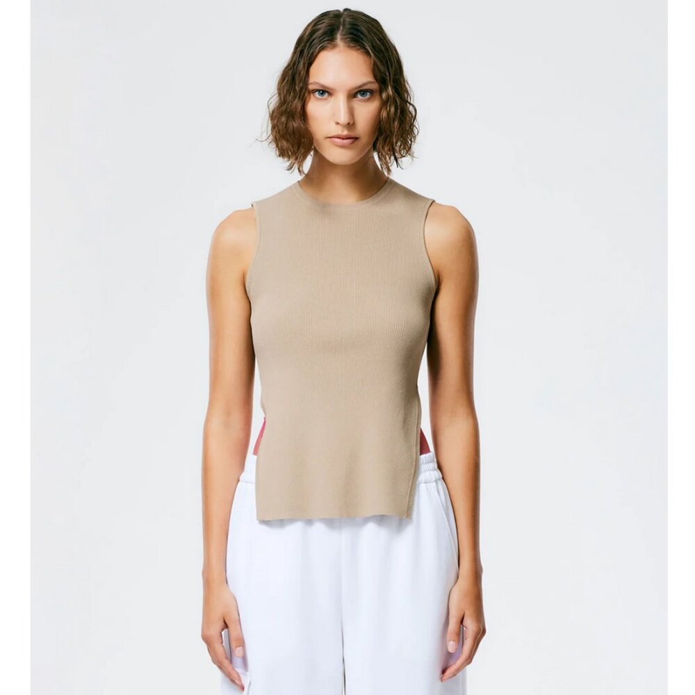 Tibi Giselle Stretch Sweater Circle Openback Tank